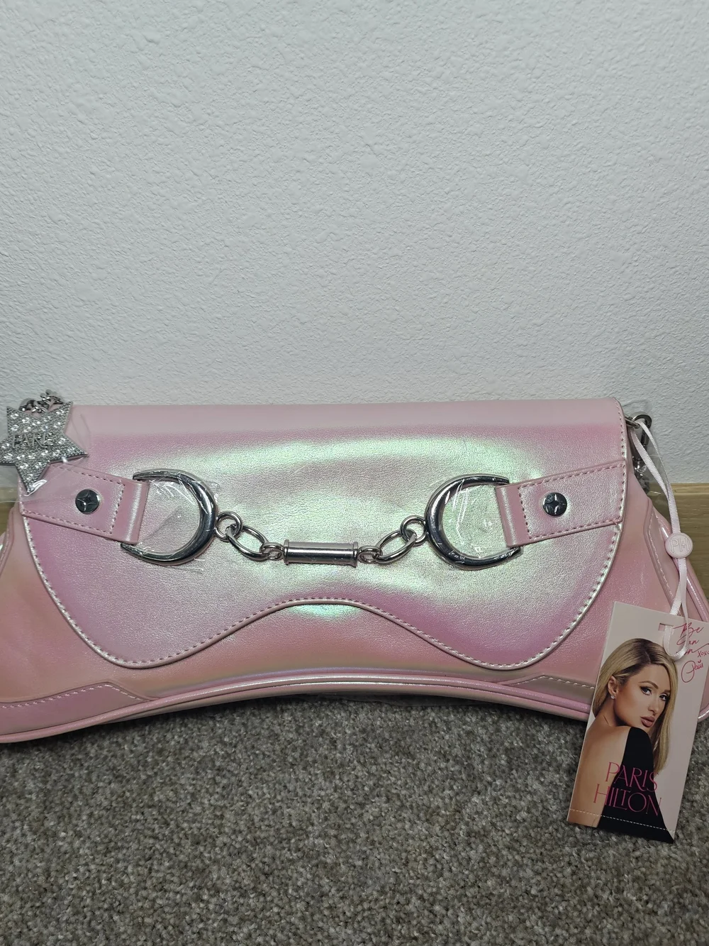 Paris Hilton Iridescent Pink Shoulder Bag - Picture 2 of 7